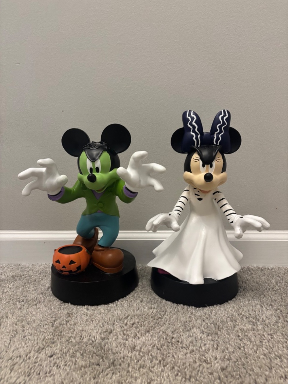 Disney Halloween Frankenstein Mickey and Bride Minnie Figurine Set